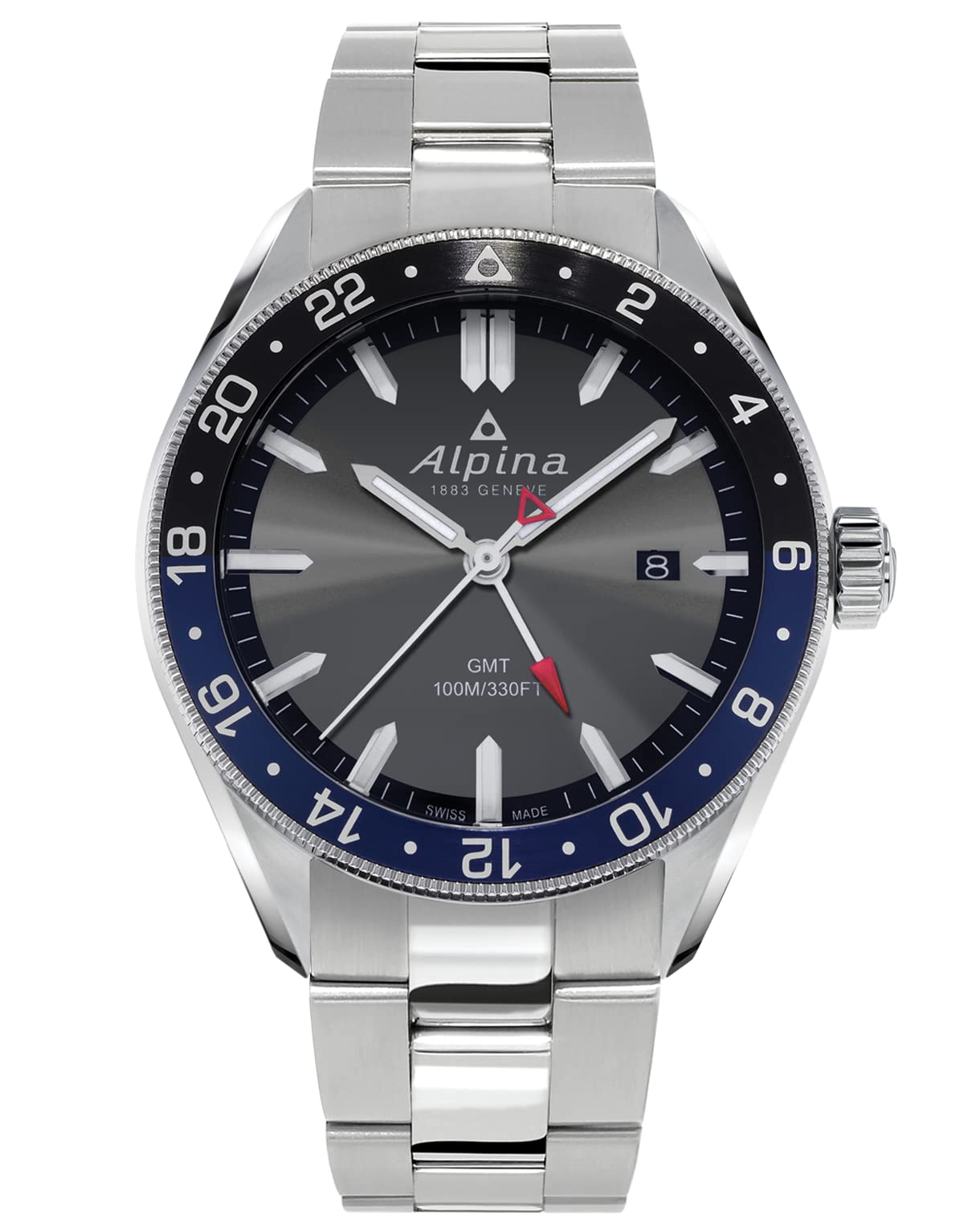 Alpina Reloj Analógico para Hombres de Cuarzo Suizo con Correa en Acero Inoxidable AL-247GB4E6B