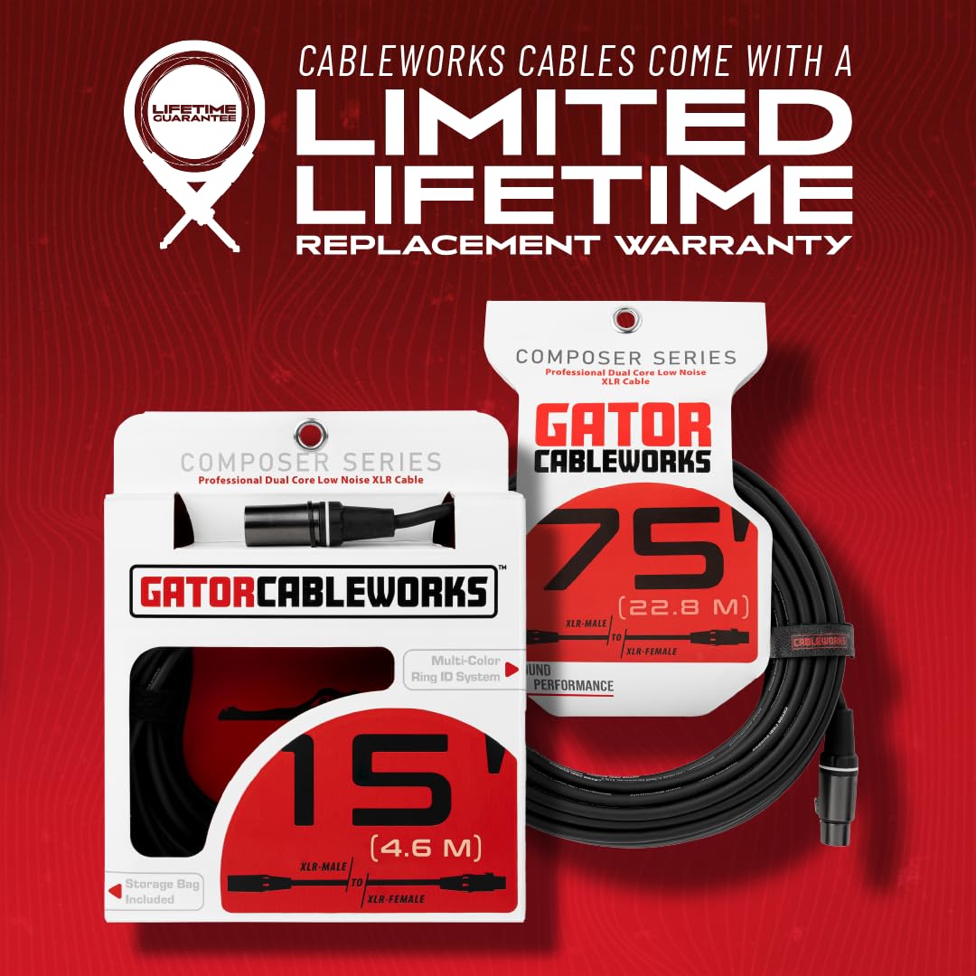 Gator Cableworks CBW-CPSRXLR-CBLE-75 Composer Series XLR de 75 pies