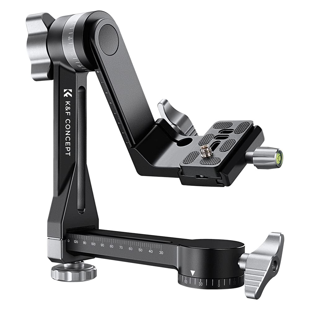 K&F CONCEPT Cabezal de Trípode Cardán, Panorámico de 360° de Aleación de Alta Resistencia con Placa de Liberación Rápida Arca-Swiss de 1/4 de Pulgada para Cámaras, Capacidad de Carga 20 KG
