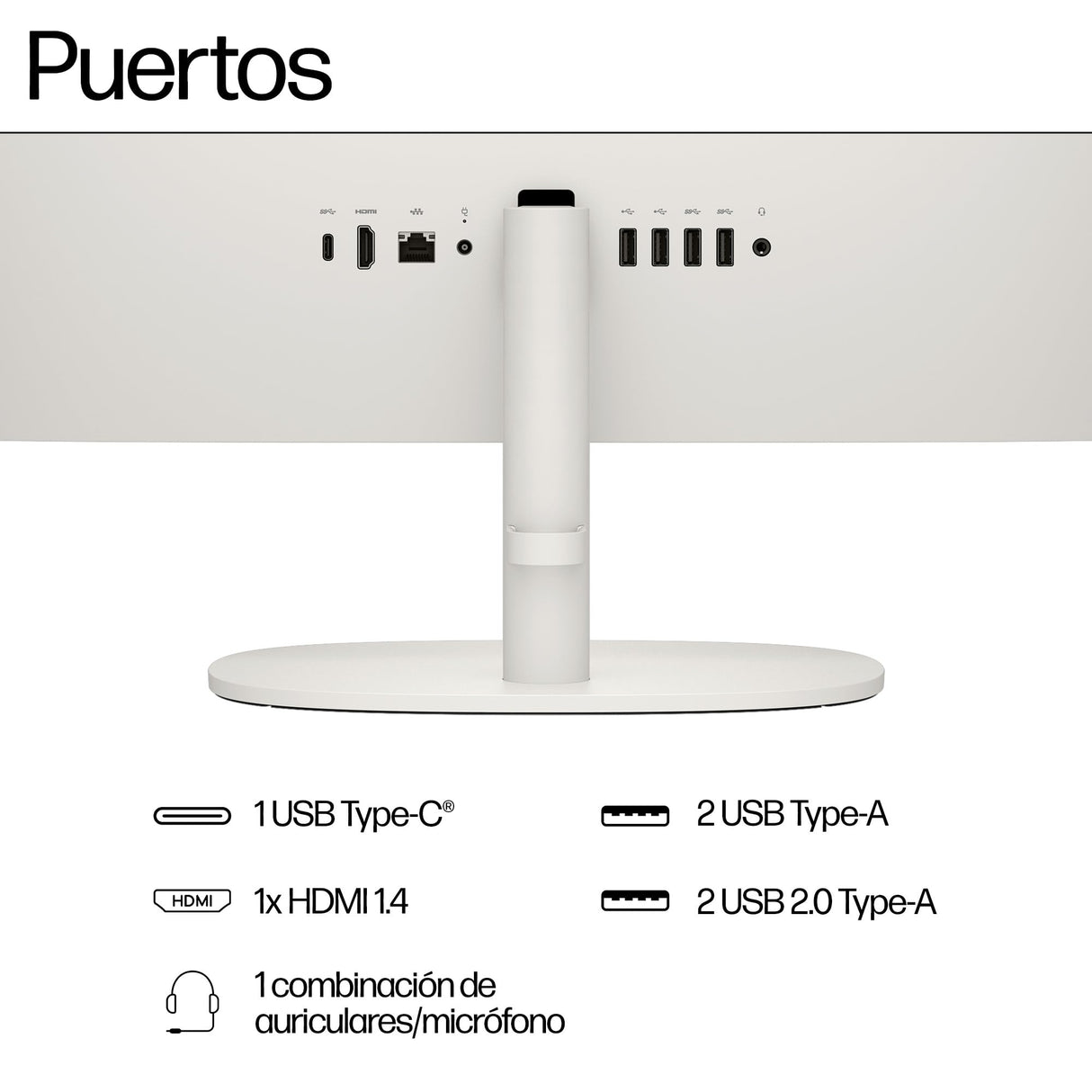 HP All-in-One 22-dg0038ns - Ordenador de 21.5" (Intel N100, 8GB RAM, 256GB SSD, Intel UHD Graphics, FreeDos) - White - Teclado QWERTY Español