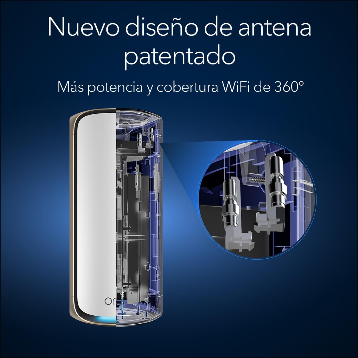 NETGEAR Orbi Mesh WiFi 7 de Banda cuádruple Orbi Serie 970 (RBE973S)|Router + 2 satélites|Cobertura de hasta 660 m2|200 Dispositivos|Puerto de Internet de 10 G, BE27000 ( 27 Gbps)