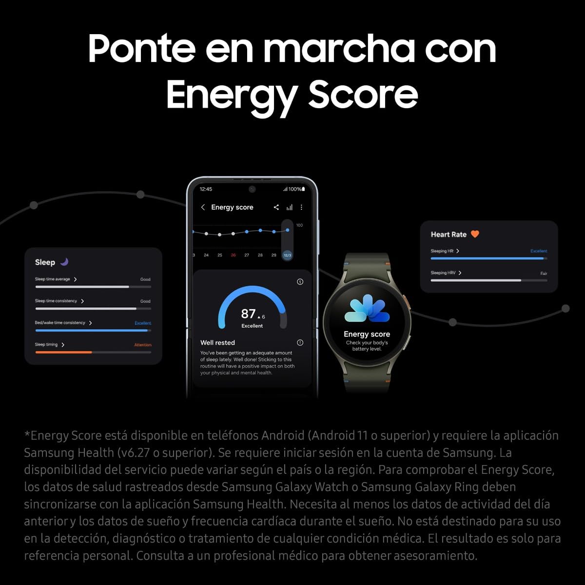 Samsung Galaxy Watch7 Bluetooth + Correa - Smartwatch 44mm, Control de Salud, Seguimiento Deportivo, Gris (Versión Española)