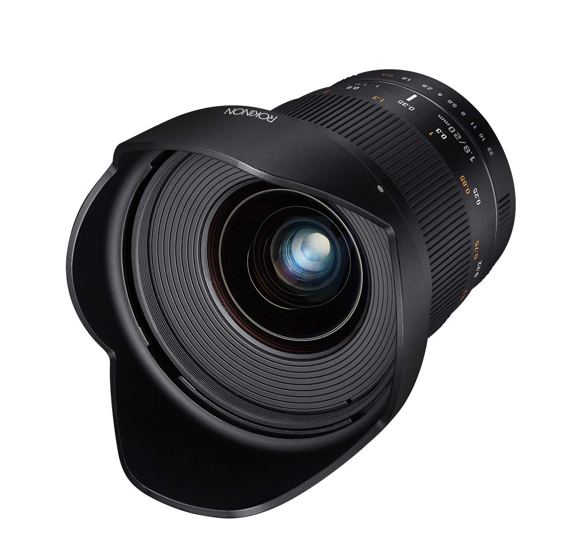 Rokinon 20 mm f/1,8 – 22 Fijo Prime 20 mm Gran Angular, Lente Negro (Modelo RK20MAF-N)