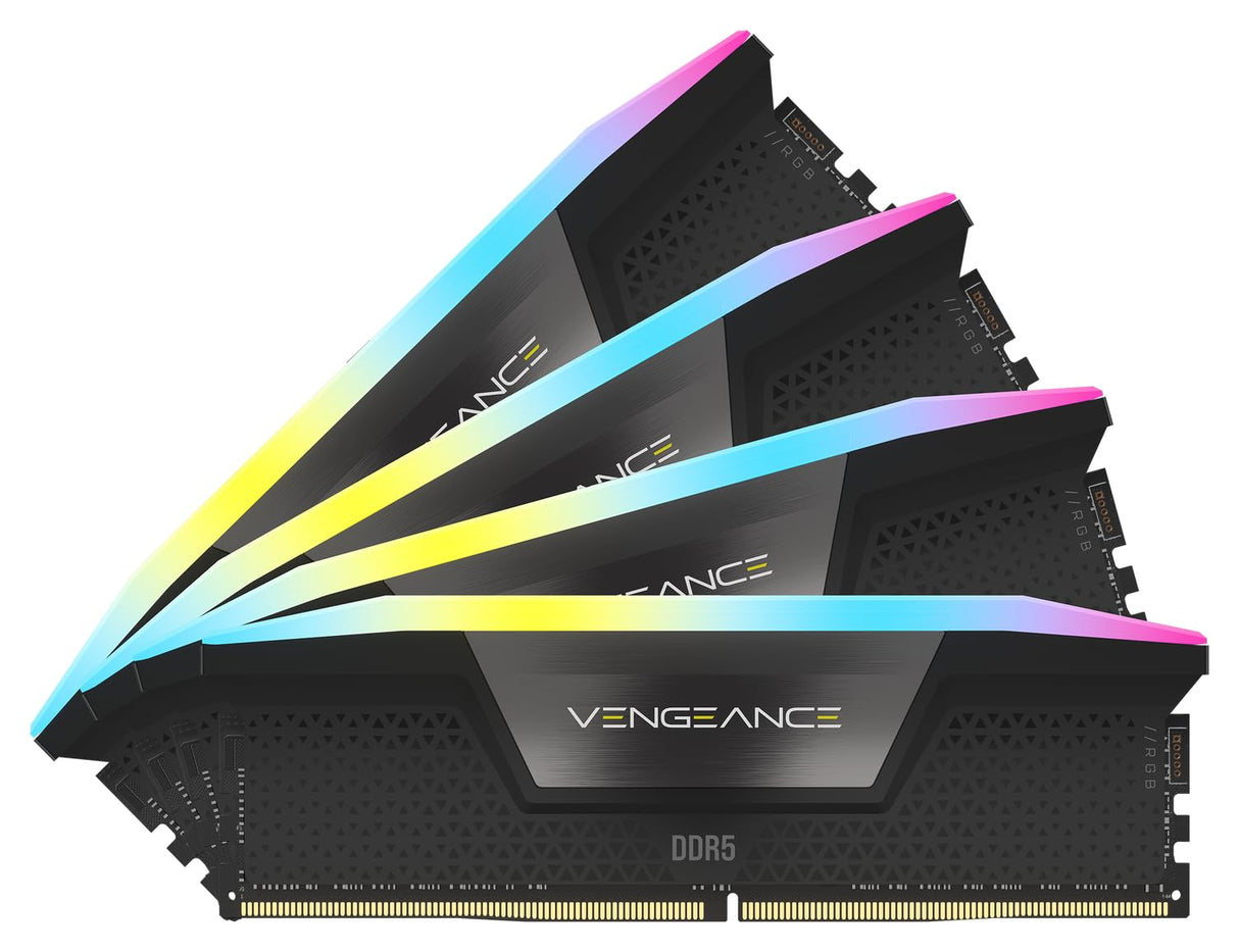 CORSAIR Vengeance RGB DDR5 RAM 128GB (4x32GB) 5600MHz CL40 Intel XMP iCUE Memoria de Ordenador Compatible - Negro (CMH128GX5M4B5600C40)