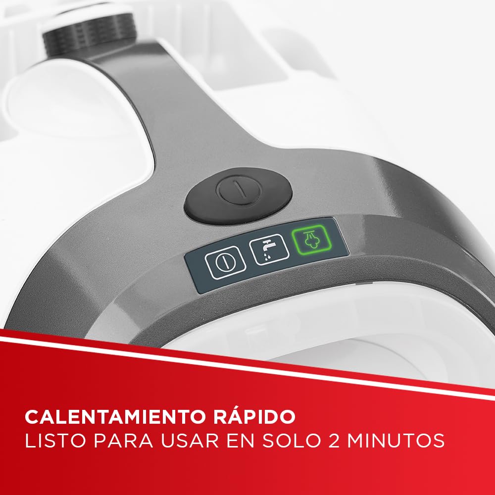 Polti Vaporetto Smart 120, Limpiador a Vapor con Caldera, 4 Bares de Presión, Potencia Máxima 1500 W, Depósito Extraíble de 2 L, Calentamiento en 2 Minutos, 14 Accesorios incluidos, Blanco y Negro
