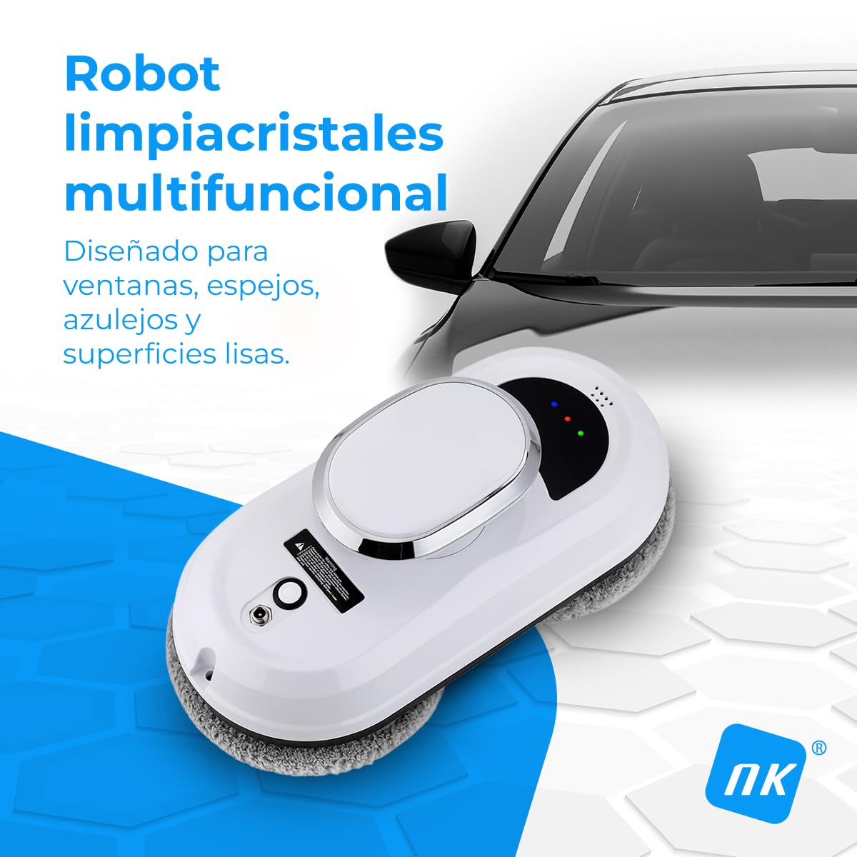 NK Robot Limpiacristales - Limpieza Inteligente, Detección de Bordes, Sistema Anticaídas y Diseño Multifuncional para Ventanas, Espejos y Azulejos