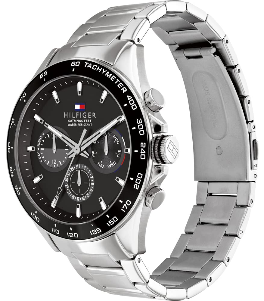 Tommy Hilfiger Reloj Analógico de Cuarzo Multifunción para Hombre con Correa de Acero Inoxidable Plateada - 1791967