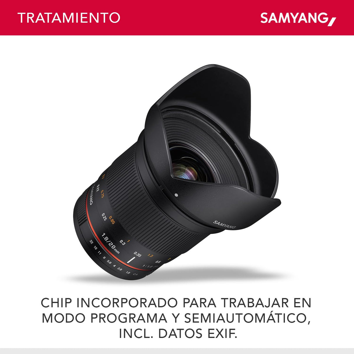 Samyang DSLR - Objetivo fotográfico para Nikon F Ae (20 mm, F1.8 ED, AS UMC), Negro
