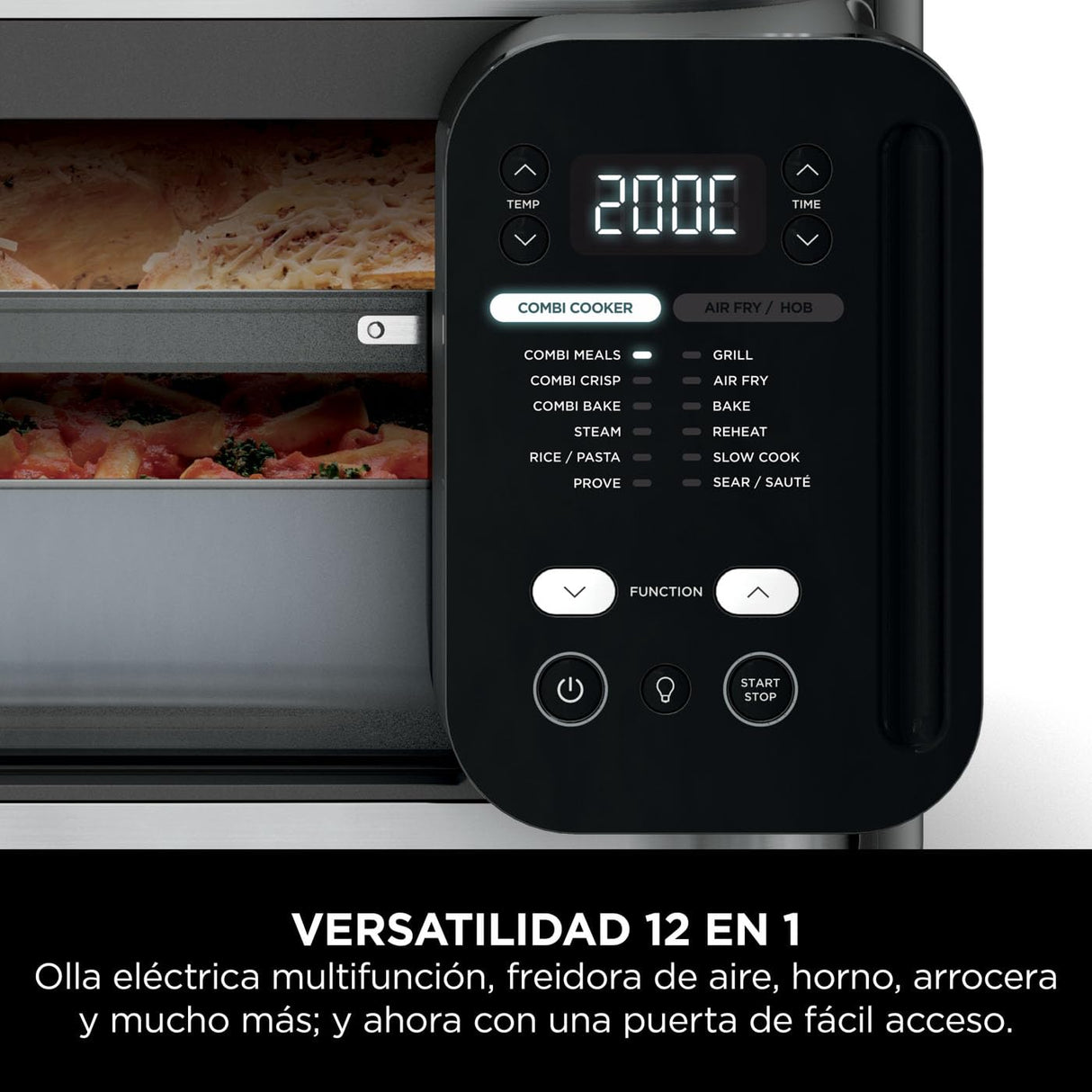 Ninja Combi Olla eléctrica multifunción 12 en 1, Horno, Freidora de aire, comidas familiares en 15 min*, incluye bandeja para hornear, fuente de horno y guía de recetas, gris, SFP700EU