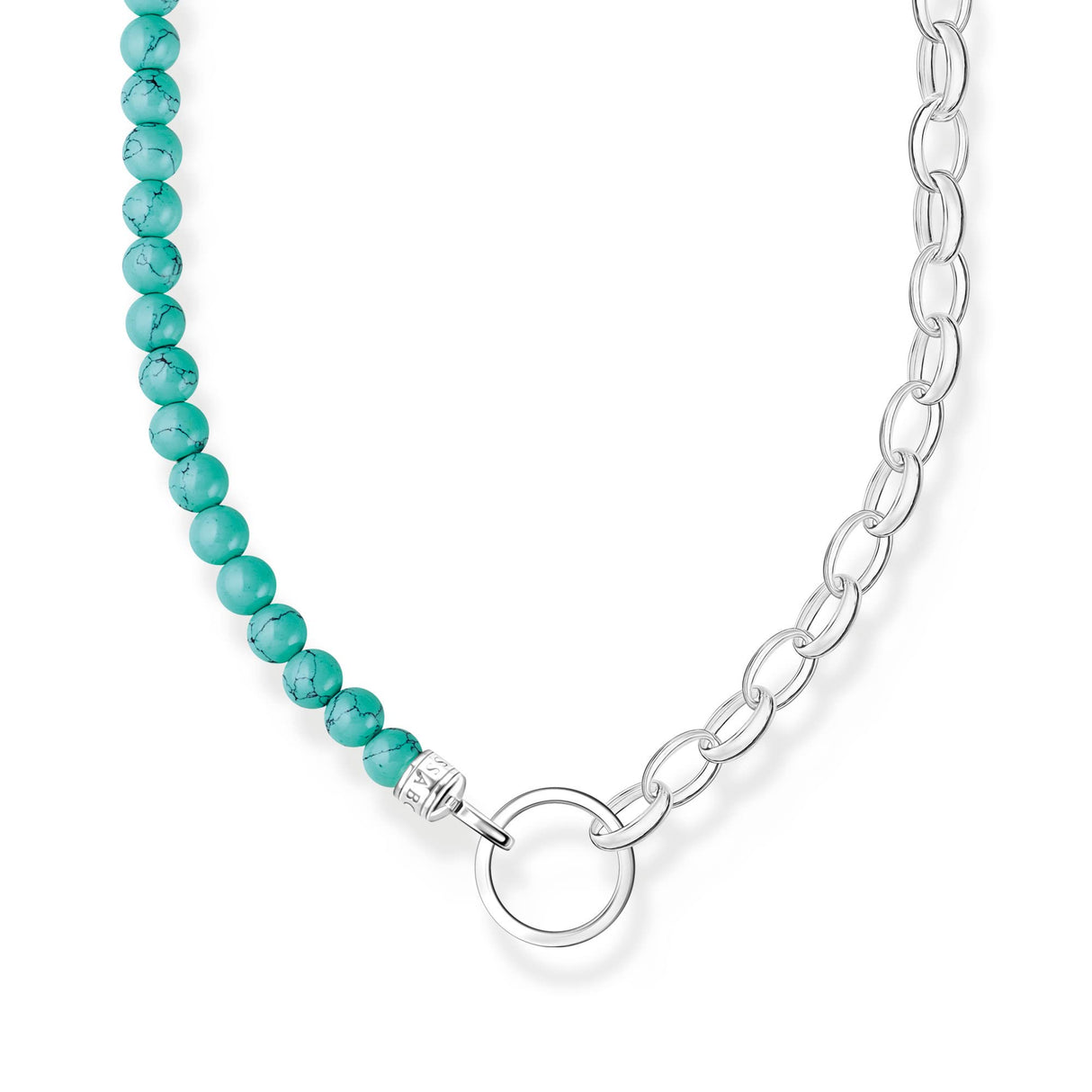 Thomas Sabo Collar con Cuentas Azules Plata de Ley 925 KE2188-404-17-L45V, 40-45 cm, Turquesa