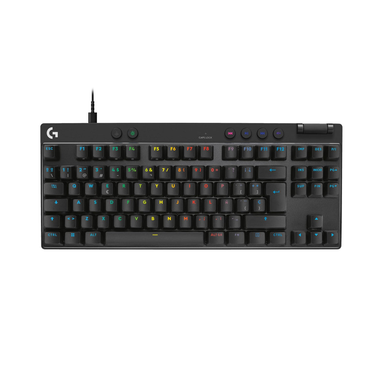 Logitech G PRO X TKL RAPID, teclado para gaming con cable sin teclado numérico con interruptores analógicos magnéticos, modo de disparo rápido, RGB, accionamiento ajustable, US INTL - Negro