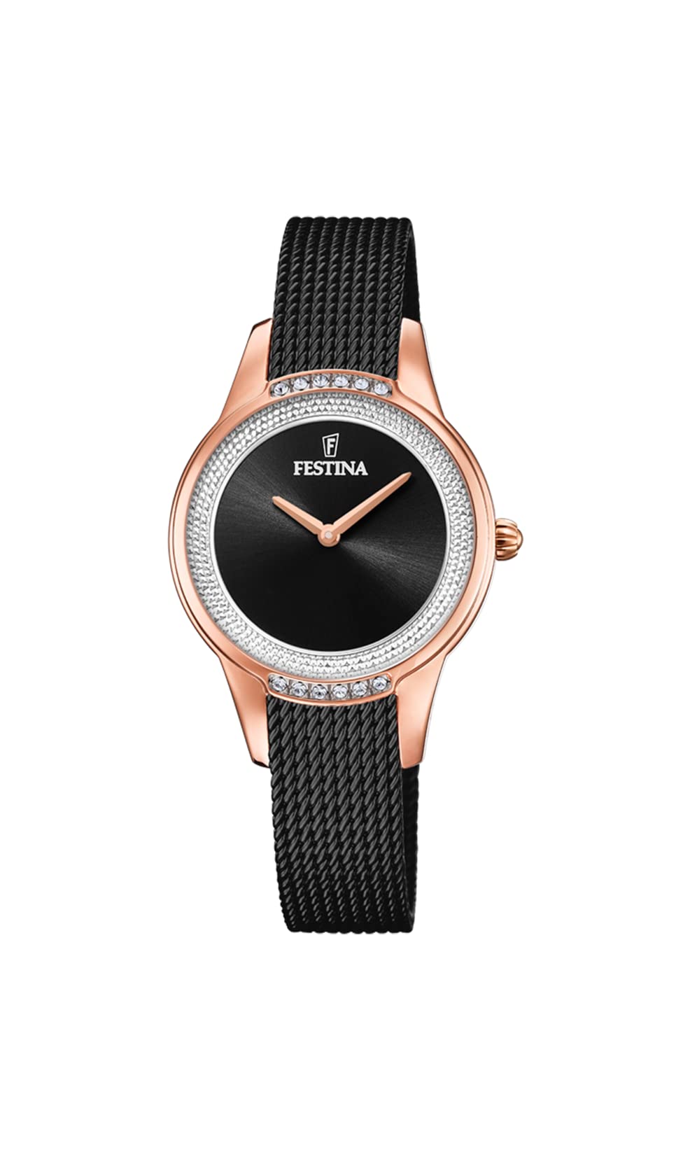 Reloj FESTINA para Mujer F20496/2 Mademoiselle Caja de Acero Inoxidable 316l Rosa Correa de Acero Inoxidable 316l Negro