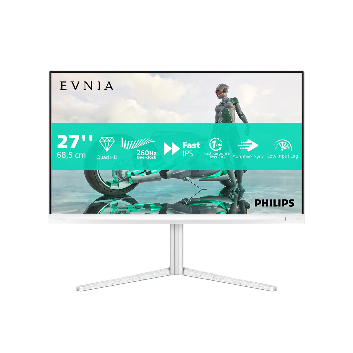 Philips Monitor 27M2N3501PA QHD de 27 Pulgadas, 260 Hz, IPS rápido, 0.3 ms MPRT, Adaptive Sync., HDR400, Ajuste de Altura (2560 x 1440, HDMI 2 x 2.0, DP 1 x 1.4), Color Negro