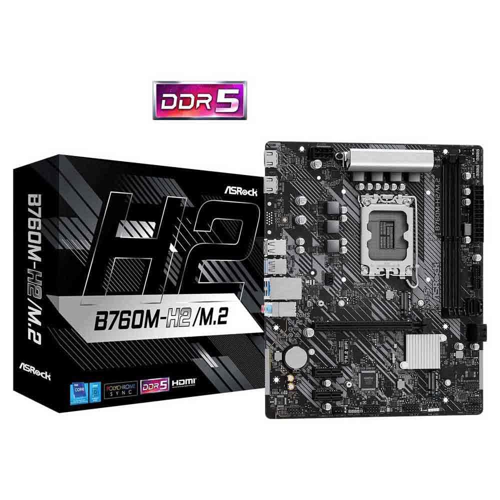 Asrock B760M-H2/M.2, Intel B760, 1700, Micro ATX, 2 DDR5, 2 HDMI, 2.5G LAN, PCIe4, 2X M.2