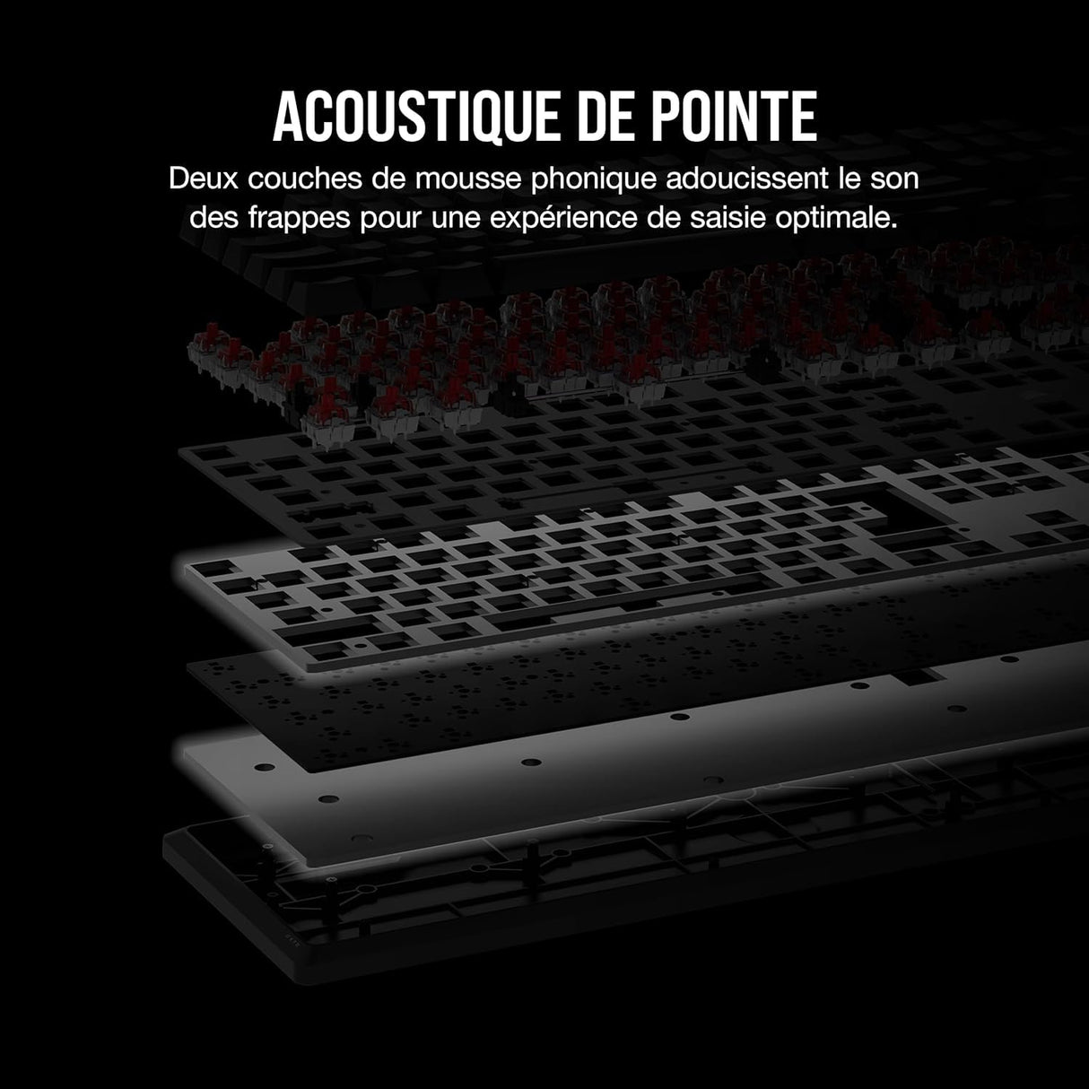 Corsair K70 Core RGB Teclado mecánico de Juego con reposamuñecas - Teclas lineales prelubricadas MLX Red - Amortiguación del Sonido - Compatible con iCUE - AZERTY FR Layout - Negro