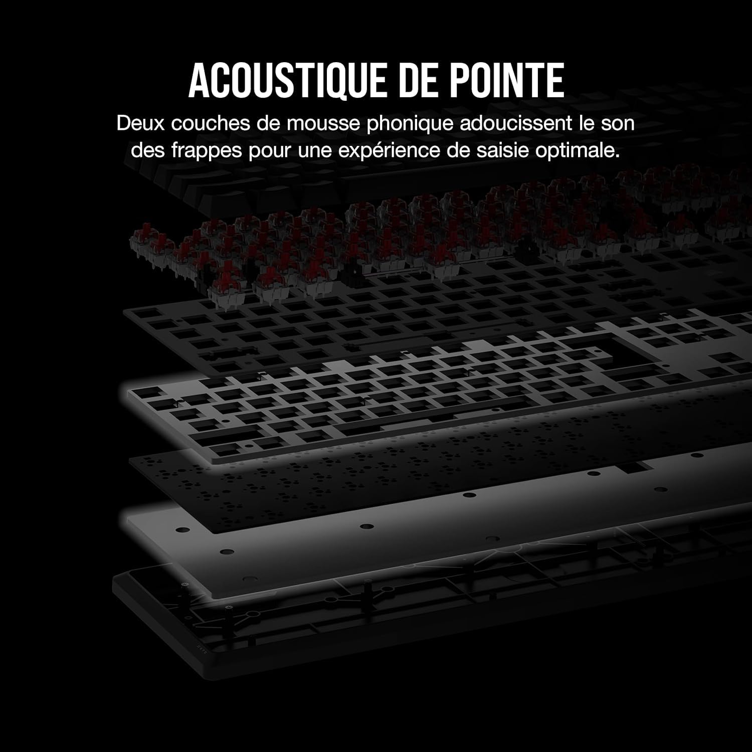 Corsair K70 Core RGB Teclado mecánico de Juego con reposamuñecas - Teclas lineales prelubricadas MLX Red - Amortiguación del Sonido - Compatible con iCUE - AZERTY FR Layout - Negro
