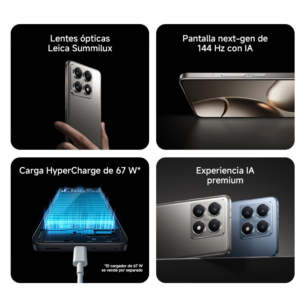 Xiaomi 14T – Smartphone de 12+256GB, Lentes Leica Summilux, MediaTek Dimensity 8300 Ultra, Pantalla AMOLED de 6,67'' 144Hz, HyperCharge 67W, Verde limón (Versión ES)