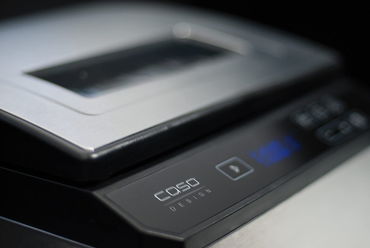 CASO SV 900 - Sous Vide roner cocina baja temperatura profesional para hasta 5 Sous Vide bolsas, 2000W, control preciso de 30 a 90 °C en incrementos de 0,1 °C, Con tecnología Caso FINETEMP, plateado