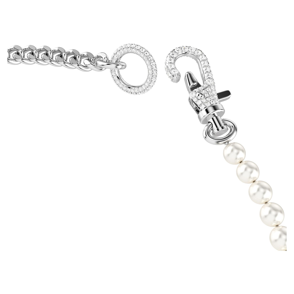 Swarovski Collar Dextera, Pavé, Perla de cristal, Blanco, Baño de rodio