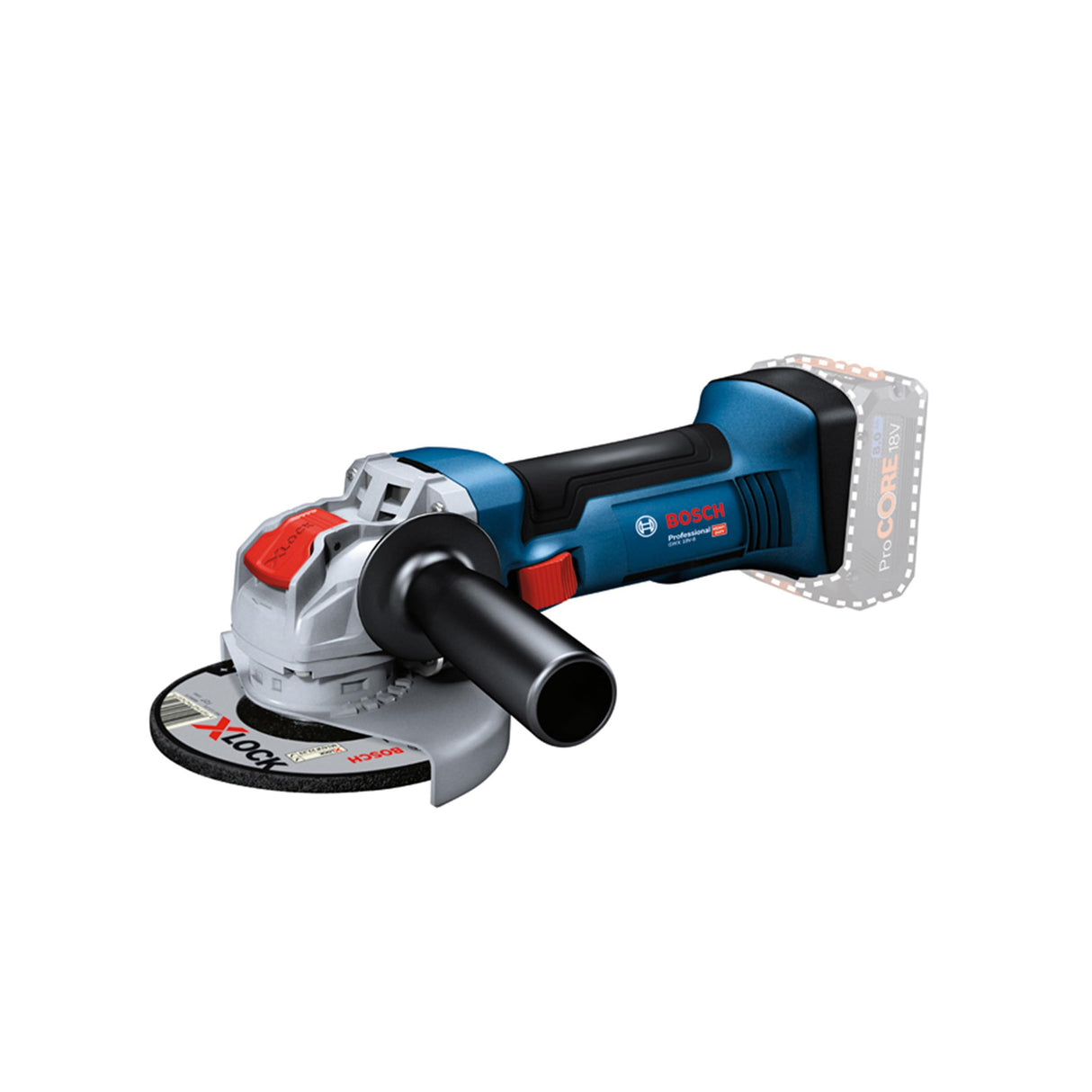 Amoladora angular a batería GWX 18V-8 con Bosch Professional 18V System y X-LOCK (incl. empuñadura auxiliar, cubierta de protección)
