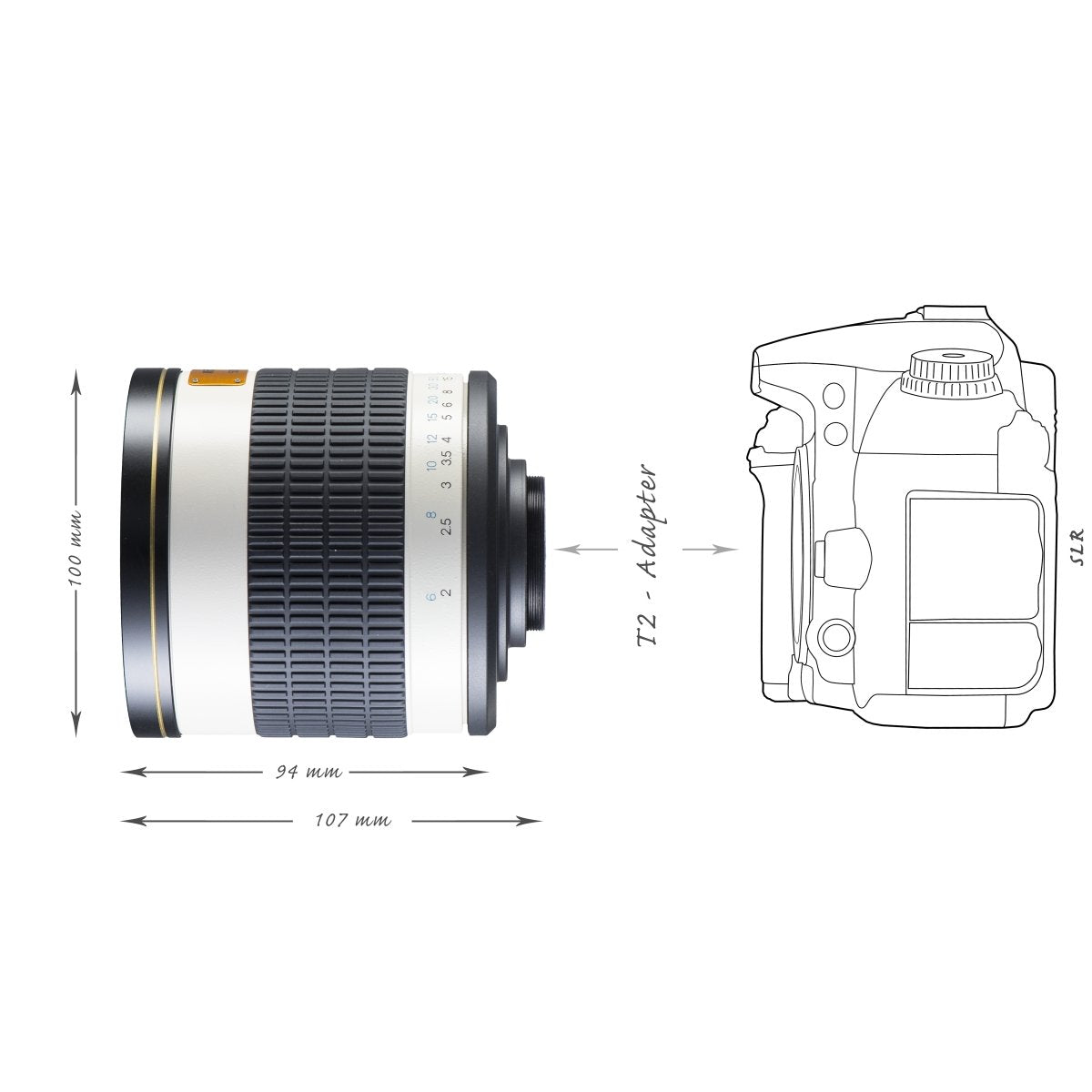 Walimex 16436 - Objetivo para Micro Cuatro tercios (Distancia Focal Fija 500 mm, Apertura f/6.3, diámetro: 100 mm)
