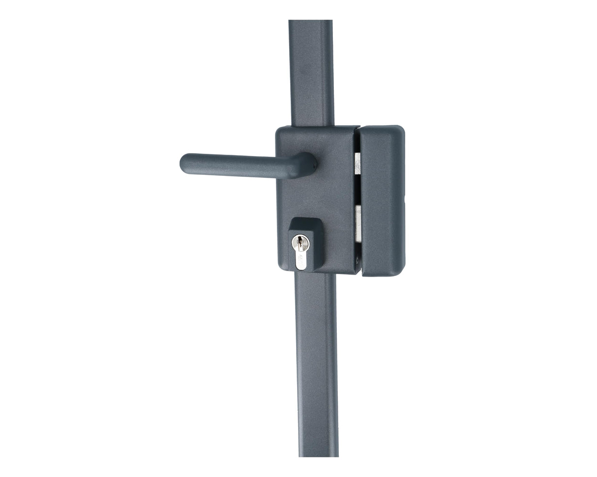 Vachette - Cerradura de aplique multipunto, vertical con asa, multiblinde serie 8800, tiro derecho, certificado A2P, alta seguridad, 3 puntos de cierre, 4 llaves VIP+ patentadas incluidas, gris