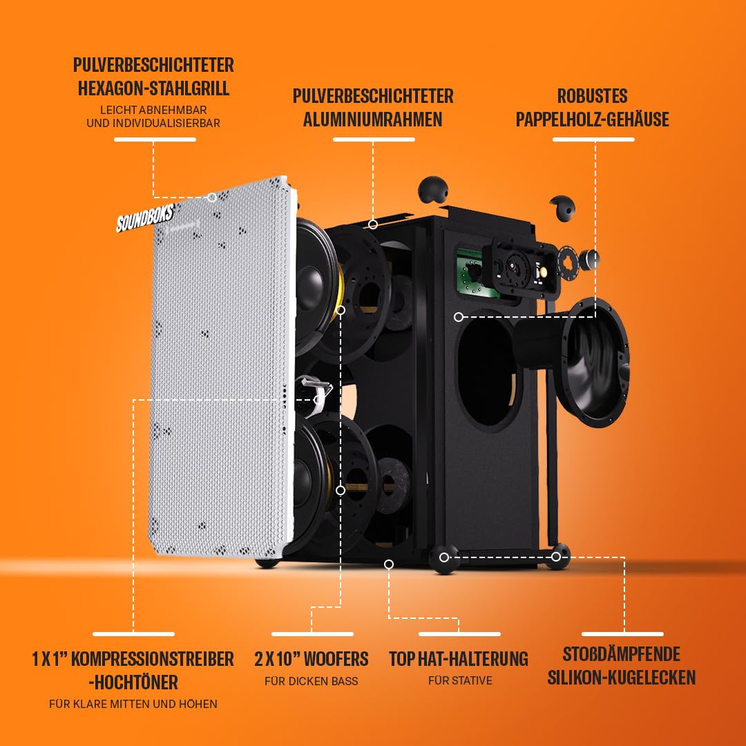 SOUNDBOKS 4 – Altavoz portátil Bluetooth 5.0 de Potencia más Alto – Diseñado en Dinamarca – batería de 40 Horas – 126 dB – inalámbrico – batería reemplazable – acoplable