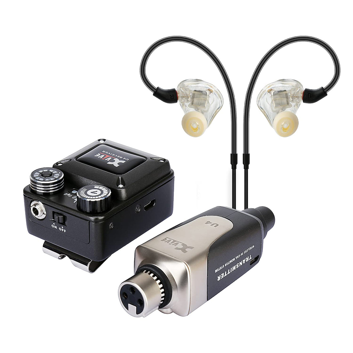 XVIVE U4T9 Wireless Monitor Bundle, Sistema inalámbrico profesional para monitorización de auriculares in-ear, compuesto por 1 emisor, 1 receptor y Auriculares in-ear
