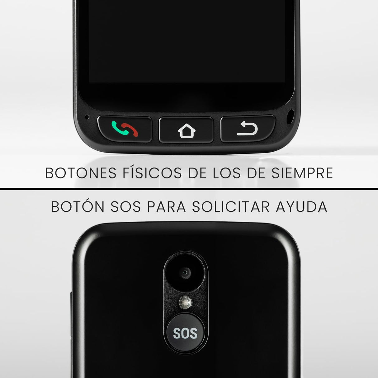 SPC Zeus 4G Pro + Carcasa | Smartphone fácil Uso Mayores | Iconos XXL, Botón SOS, Configuración remota | 5,5”, 4GB RAM, 64GB Memoria Interna, cámara 13MP, Android 11, Base de Carga, Negro