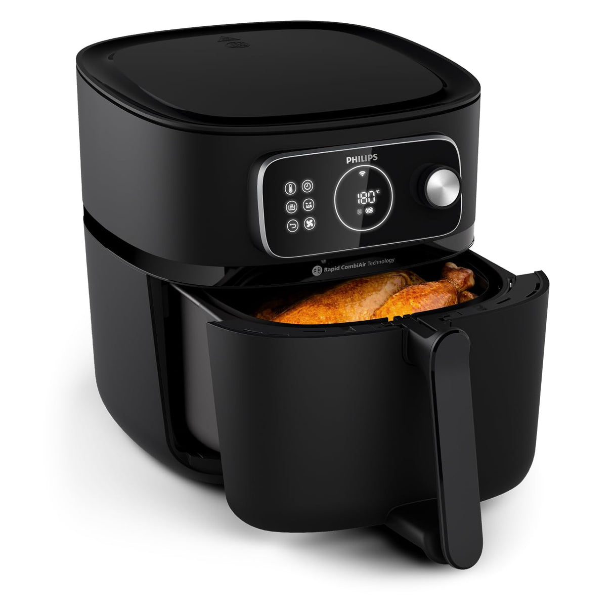 Philips Airfryer Combi Serie 7000 XXL - 8,3 L (2 kg), 22 en 1 Airfryer, Conexión WiFi, 99% menos grasa Añadida** con Rapid CombiAir, Aplicación HomeID, Negro (HD9876/90)