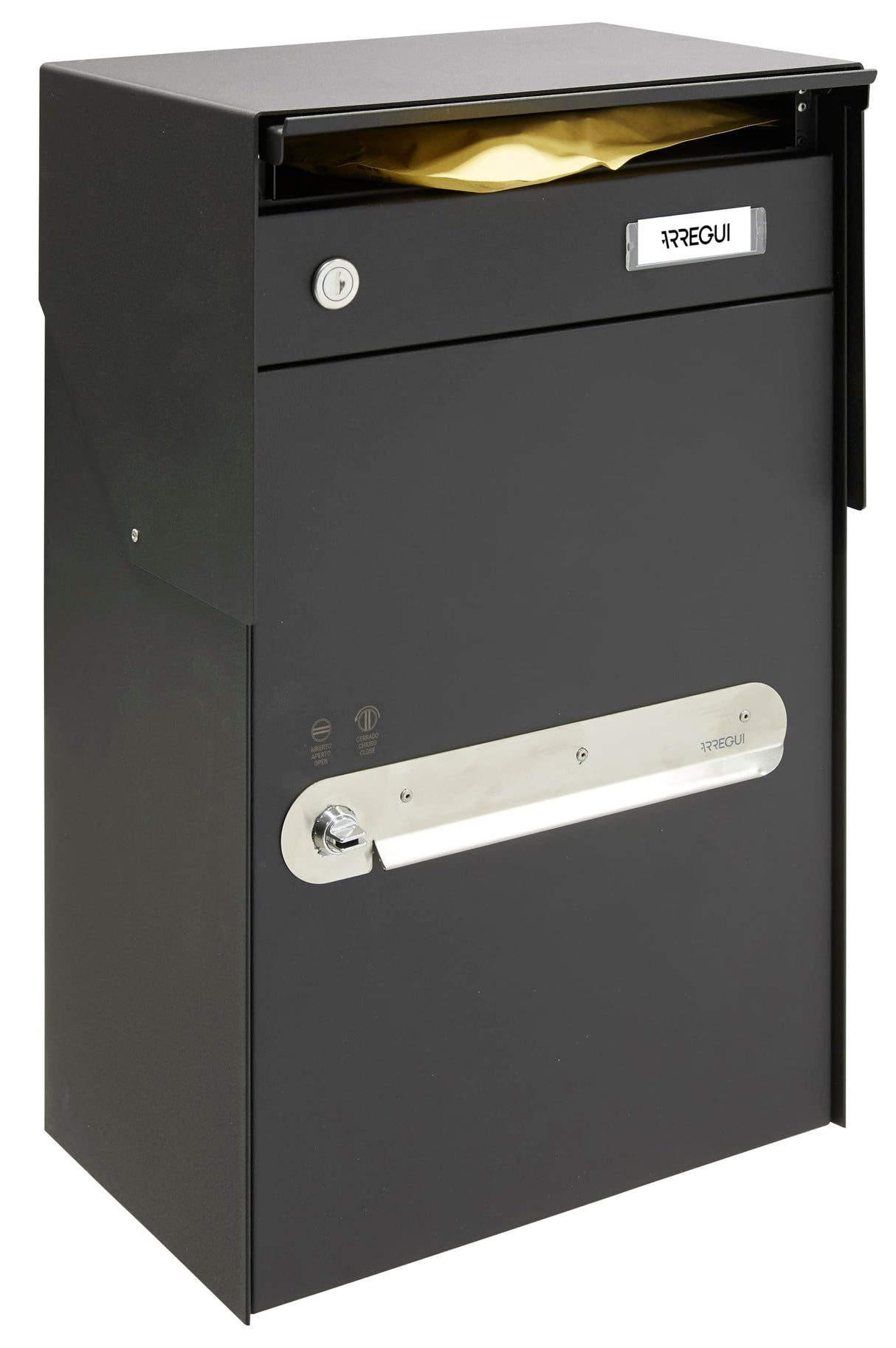 Arregui Bigpack Mail EP2014 Individual de Acero para Correo y para paquetería Grande, buzón para Paquetes, Negro