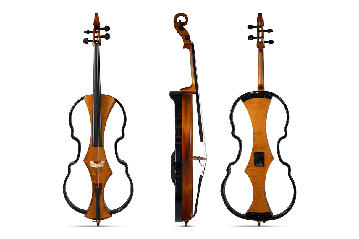 GEWA E-Cello, violonchelo electrónico, Novita 3.0 dorado-marrón 4/4 Made in Germany