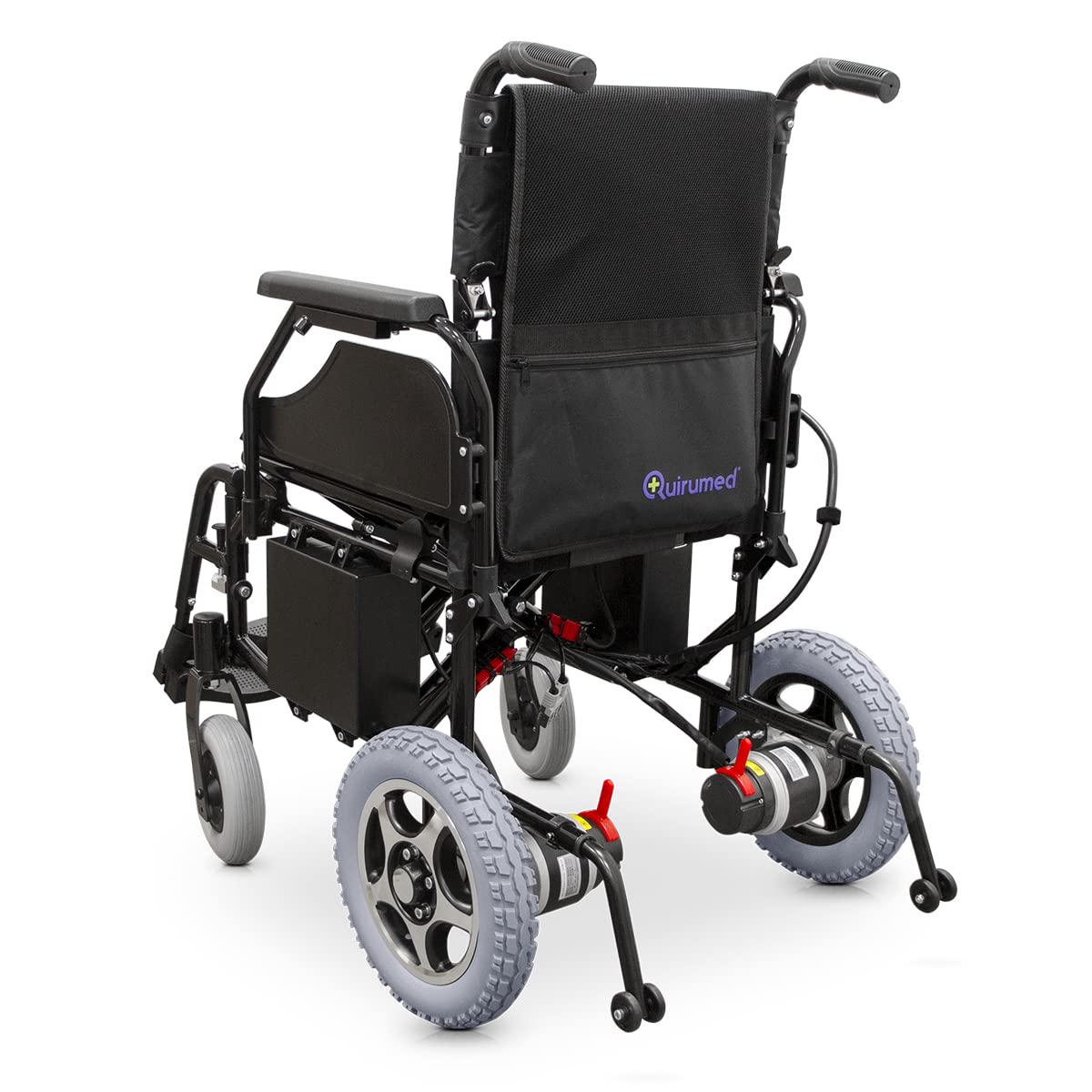 QUIRUMED Silla de ruedas eléctrica plegable EASY PLUS, Acero, Autonomía 20 Km, Frenado electromágnético, Velocidad máxima de 7 km/h, Para mayores, Para minusválidos