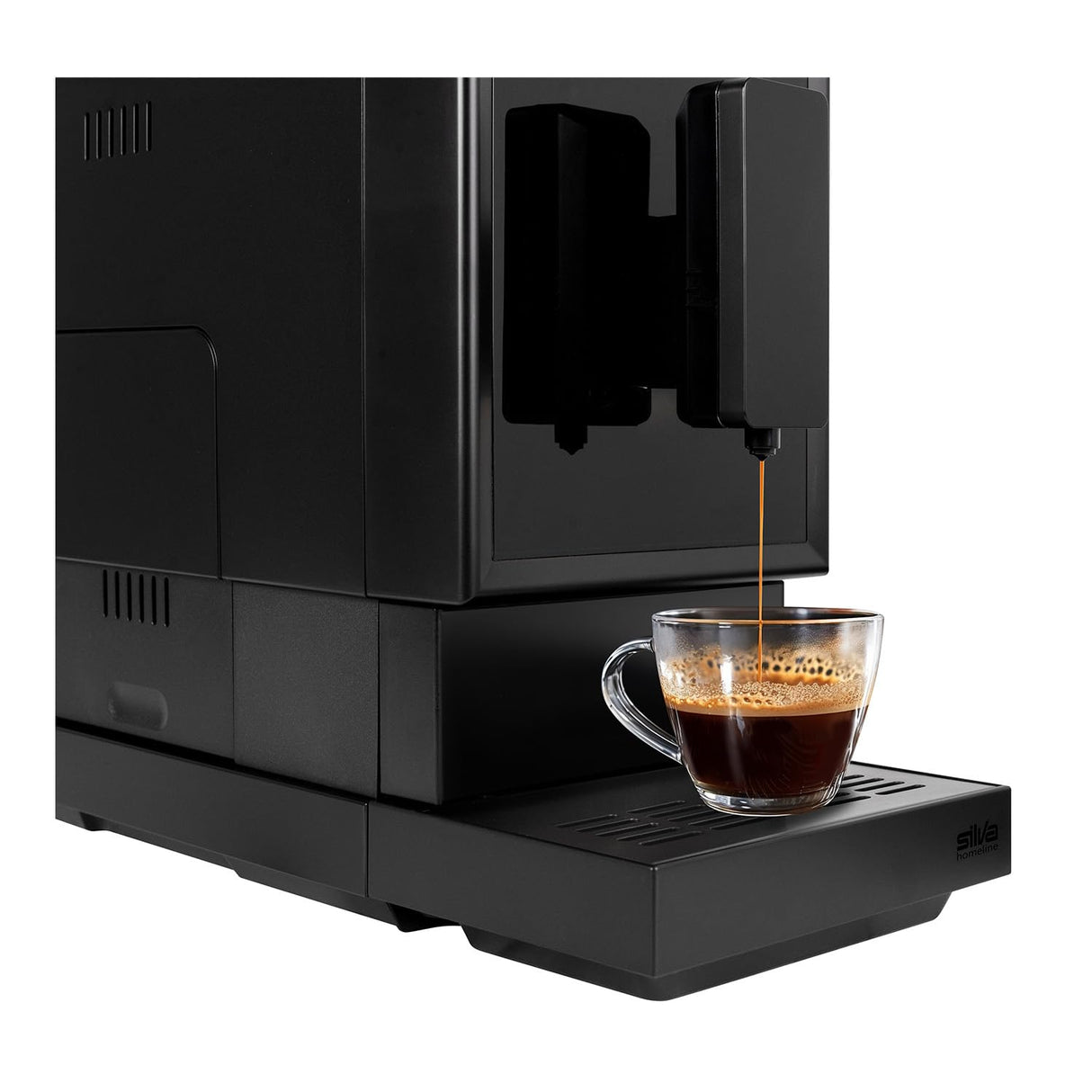 Silva Schneider Cafetera automática KVA 2400 | Compacta 18 cm | 19 Bar | Molinillo de acero inoxidable | Panel LED táctil | Modo de velocidad en 45 segundos – sin precalentamiento | Sistema Eco |