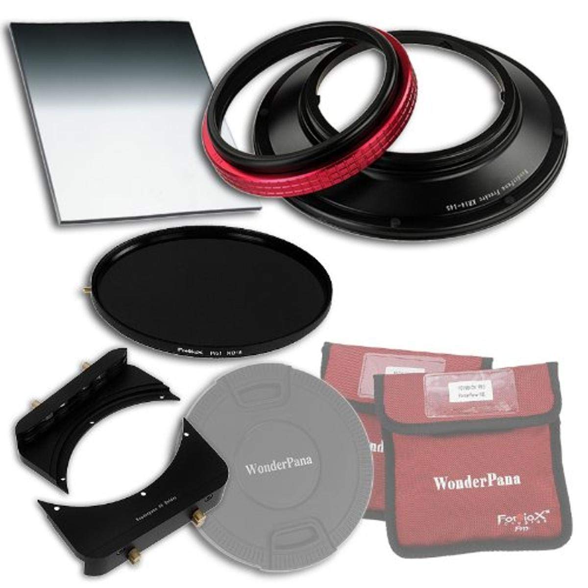 WonderPana 66 FreeArc Esenciales ND 0.6 BD - Adaptador de Filtros 145mm y 6.6x8.5, Tapa de Lente, 6.6x8.5" 0.6 Filtro de Densidad Neutra Degradado de Borde Duro y ND16 145mm Filtro de Densidad Neutra para los Lentes 14mm Varios de Fotogramas Completos (es