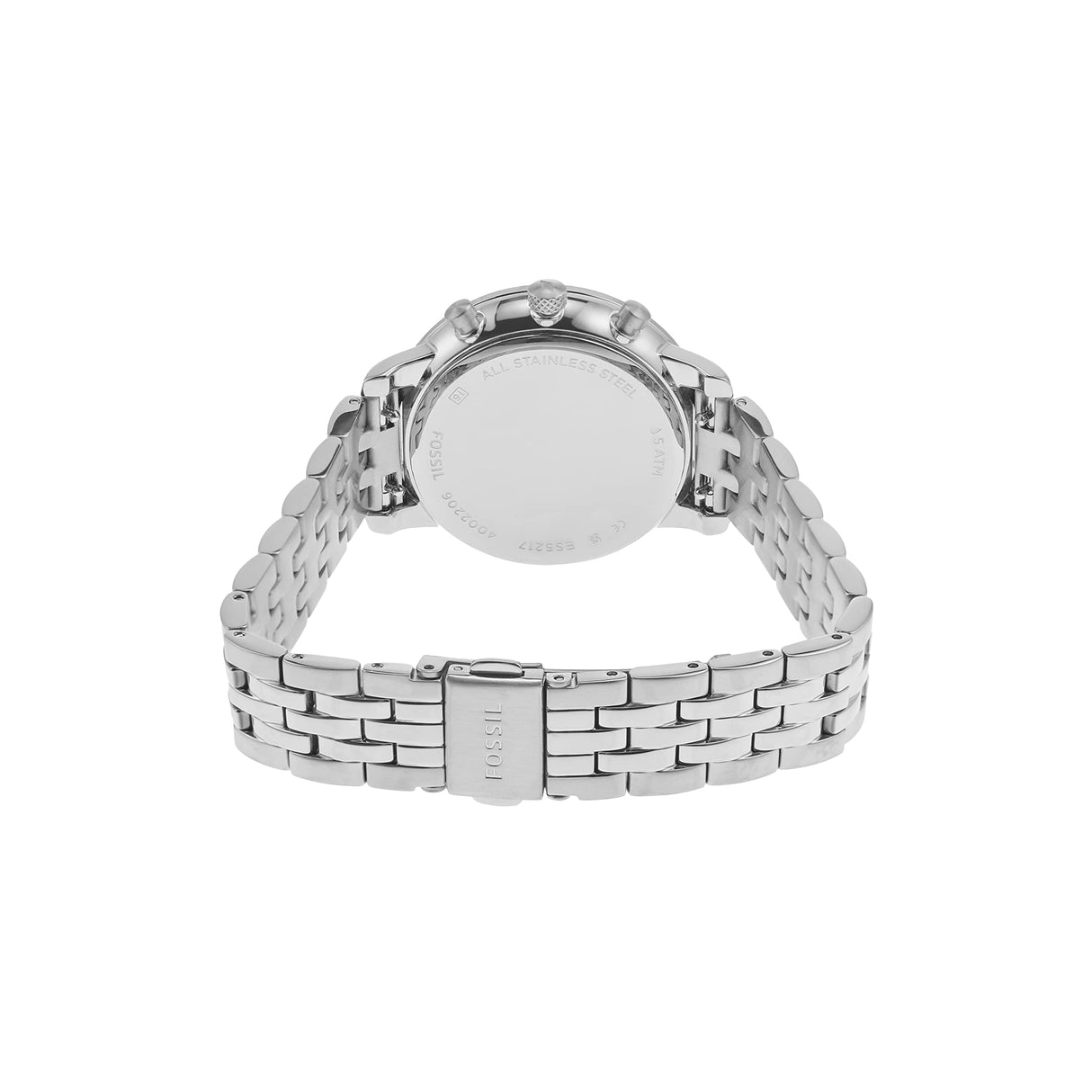 Fossil NeutraReloj para mujer, movimiento cronógrafo con correa de acero o piel, Tono plata y blanco, 36MM