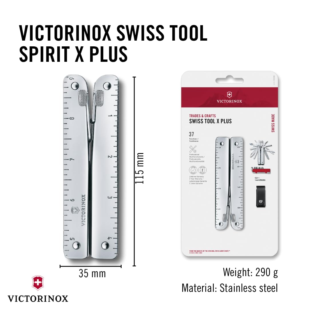 Victorinox Swisstool X Plus, Navaja multiusos suiza en funda de cuero