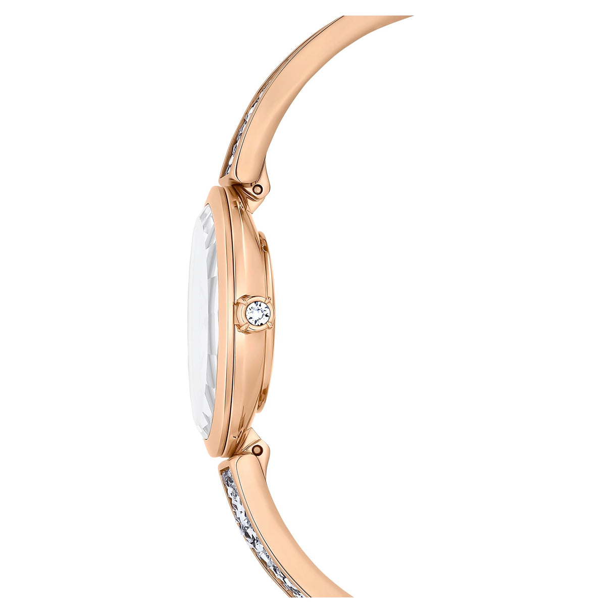 Swarovski Reloj Crystal Rock Oval, Brazalete de Metal, Acabado en Tono Oro Rosa, Blanco, Fabricado en Suiza