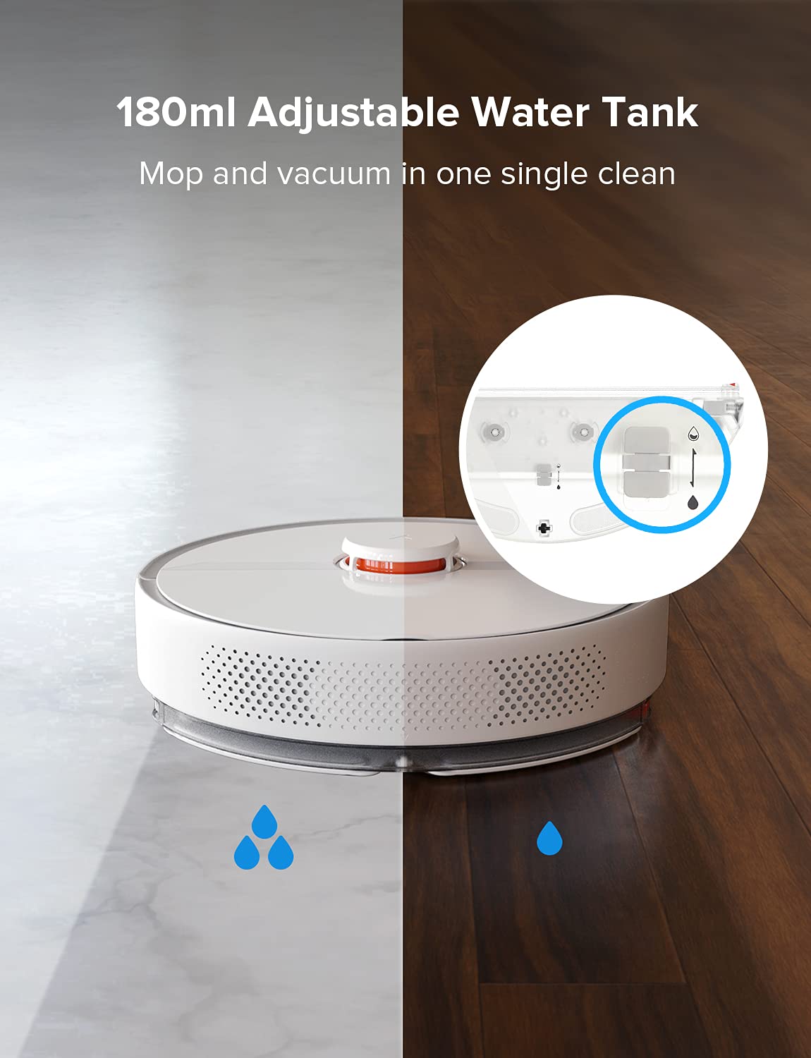 roborock S6 Pure - Robot de Limpieza y succión (Potencia de aspiración 2000Pa, batería 150min, Polvo de 460ml, Agua de 180ml, 69dB, algoritmo de Ruta Adaptable, Control por App y Voz) Blanco, R100004A