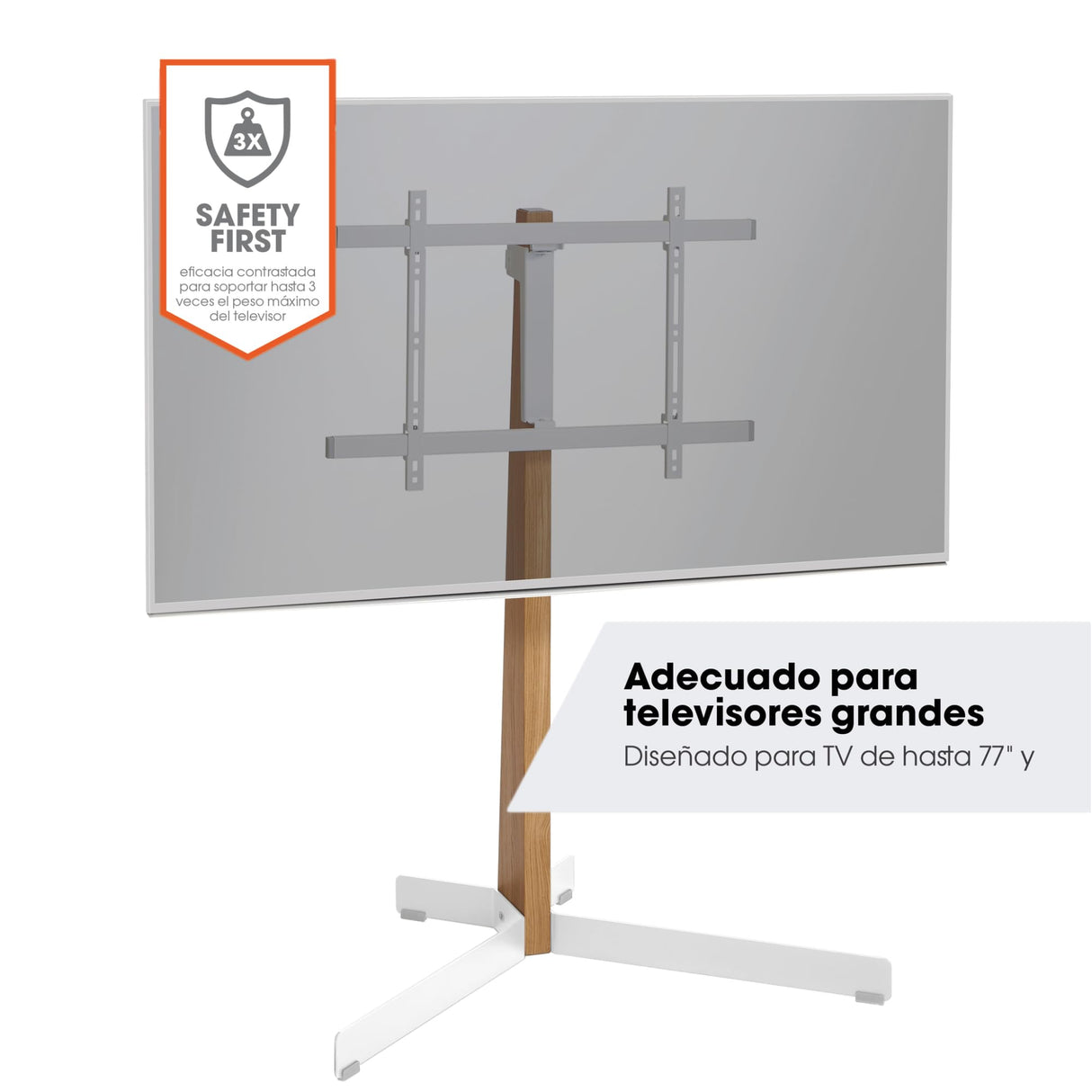 Vogel's TVS 3695 - Soporte para televisor de 40 a 77 Pulgadas, máx. 50 kg, Giratorio hasta 90°, VESA 600 x 400, Soporte de TV de Madera de Roble y Acero con certificación PEFC