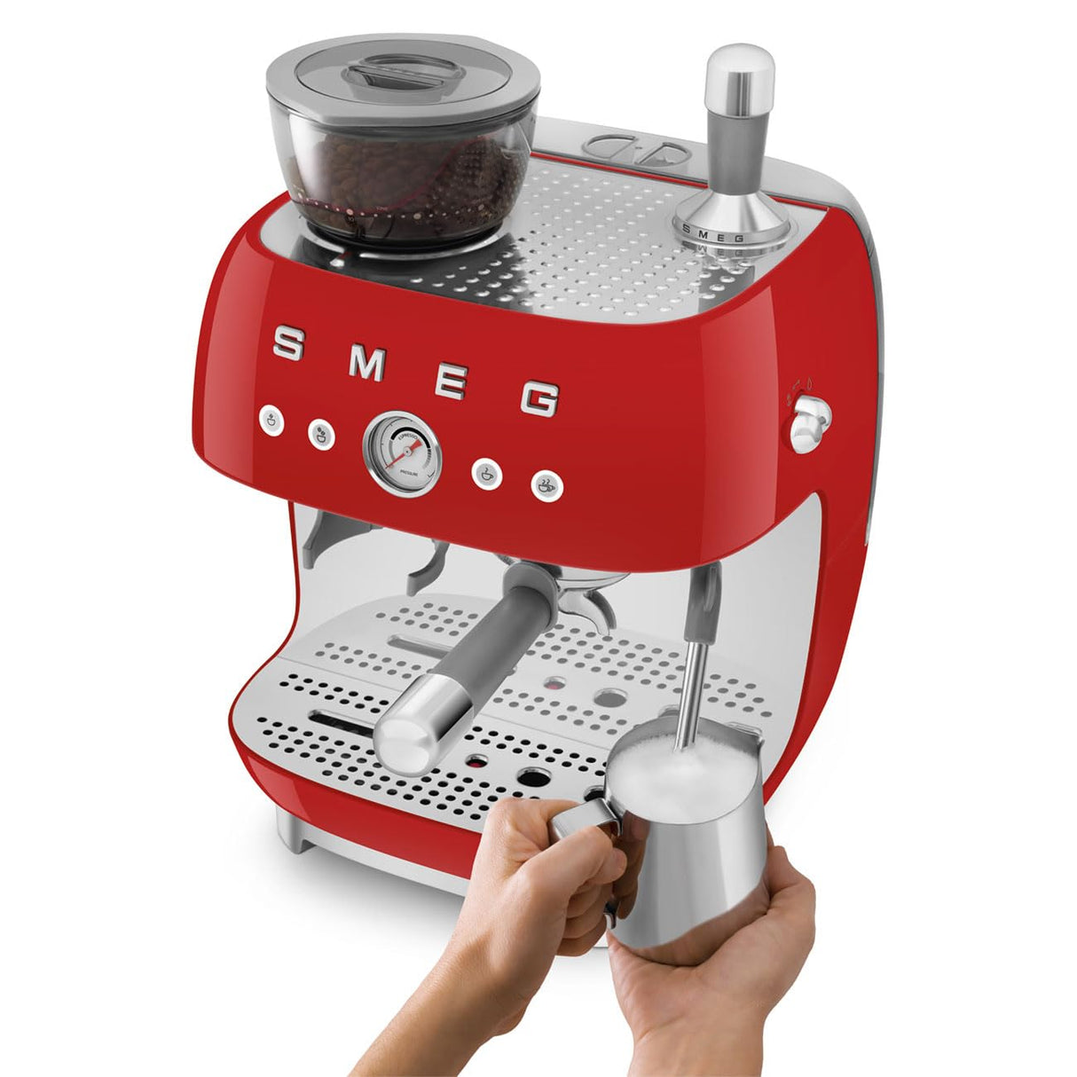 SMEG EGF03RDEU Cafetera Espresso con Molinillo, Plastic, Rosso