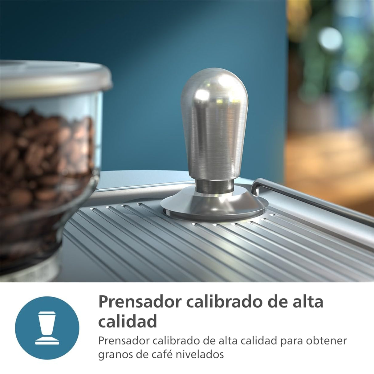 Cafetera espresso semiautomática Philips Barista Brew - Espresso simple y doble + Botón Americano, recipiente de 250 g de café en grano, guía intuitiva, prensado calibrado, acero Inox (PSA3218/01)