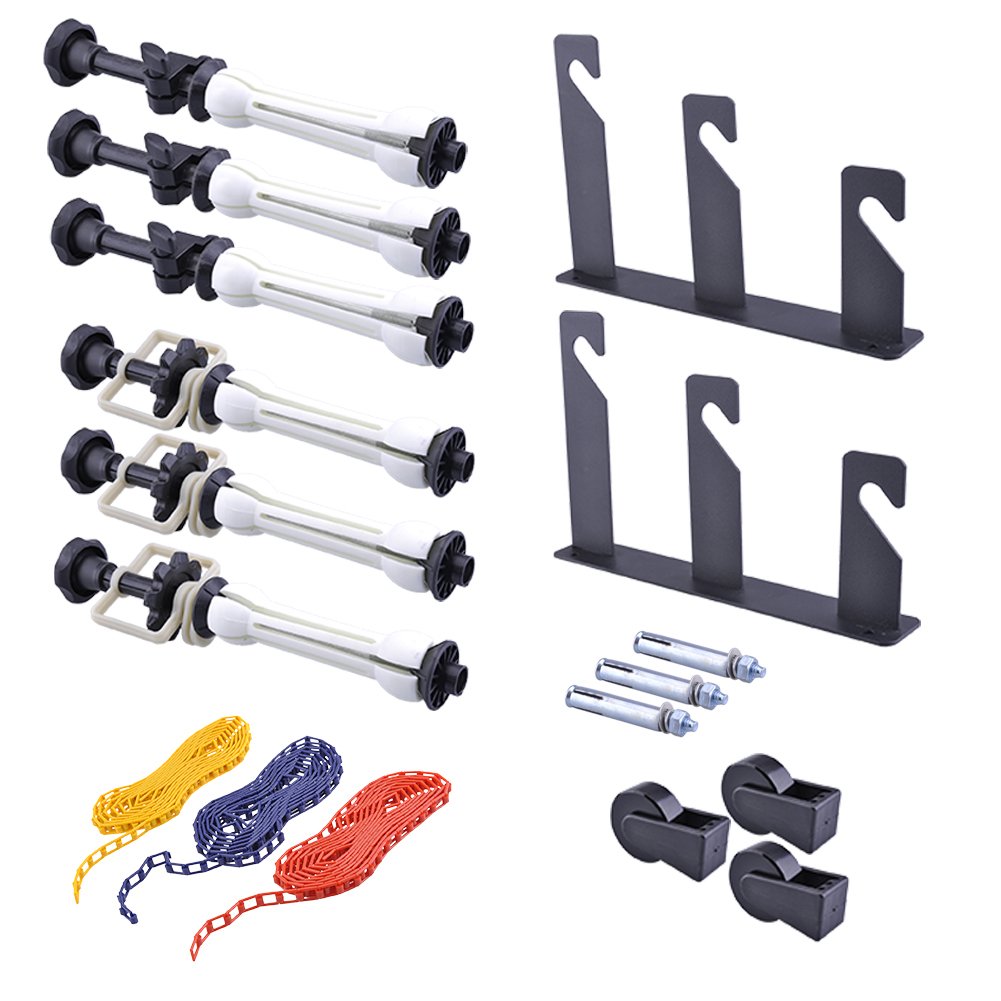 NEEWER Photography Sistema de soporte de fondo manual de montaje en pared de 3 rodillos con 2 ganchos triples, 6 barras de expansión, 3 cadenas, capacidad de carga por rodillo: 22 lb/10 kg