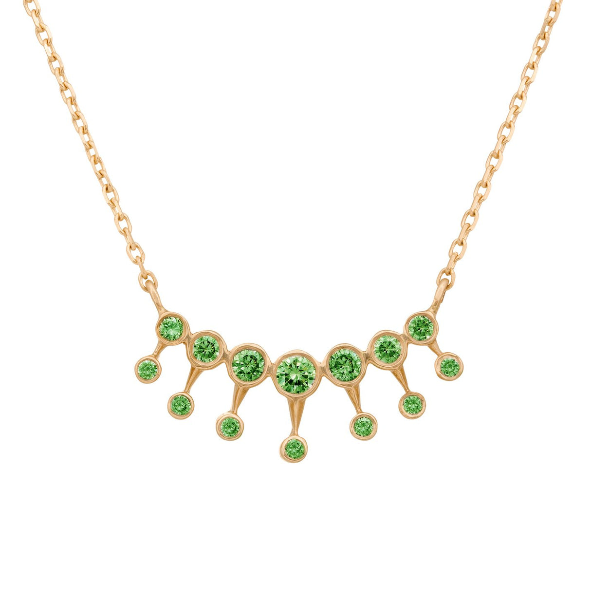 Celine d'Aoust Collar de Mujer Oro Amarillo 14 k (585) Tsavorita Verde Redondo 42cm