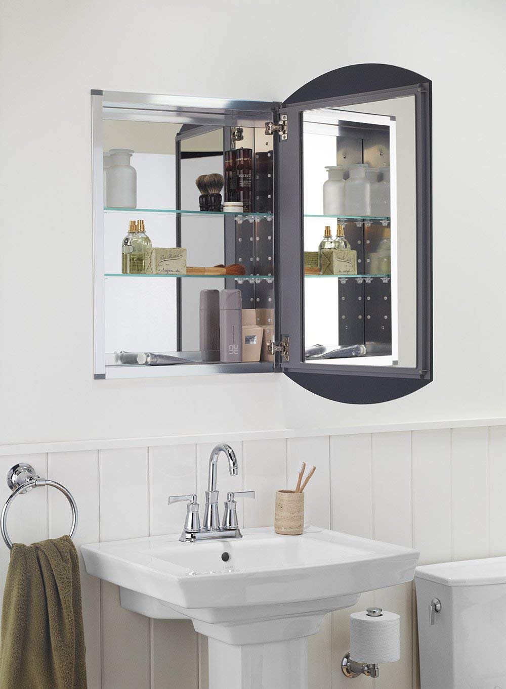 KOHLER, Botiquín de baño, Puerta única con Espejo, Bordes biselados, Aluminio anodizado