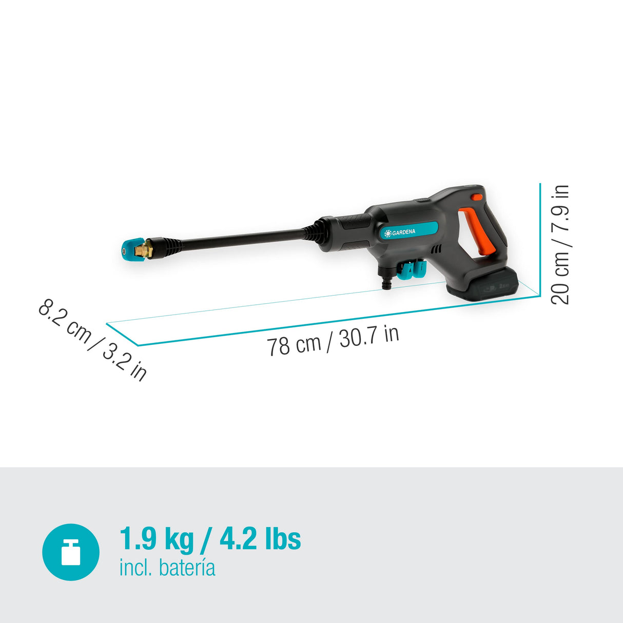 Gardena Set premium para limpiador inalámbrico de presión media AquaClean 24/18V P4A: limpiador inalámbrico equipamiento completo, 3 niveles, presión máx. 24 bar, con batería + cargador (14800-31)