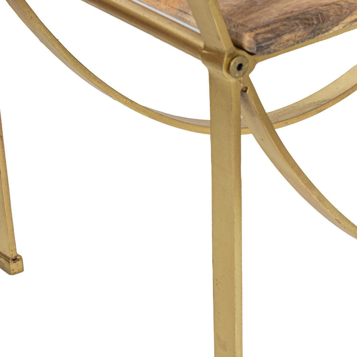 DRW Estanteria de Suelo de Metal con baldas de Madera en Dorado y Natural 91x36x180 cm