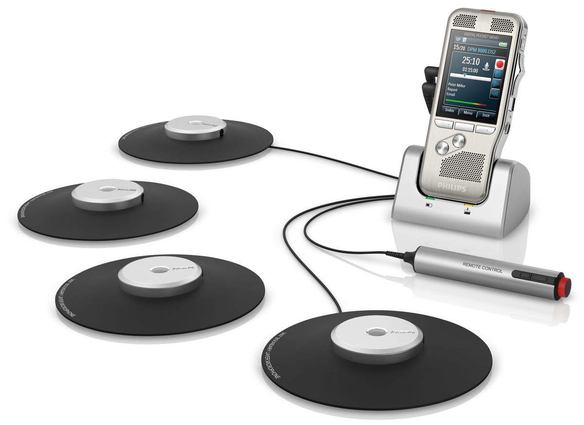 Philips DPM8900/02 - Grabadora de voz digital (incluye 4 micrófonos de área delicada para grabación de sonido de 360°, incluye suscripción SpeechExec Basic de 2 años)