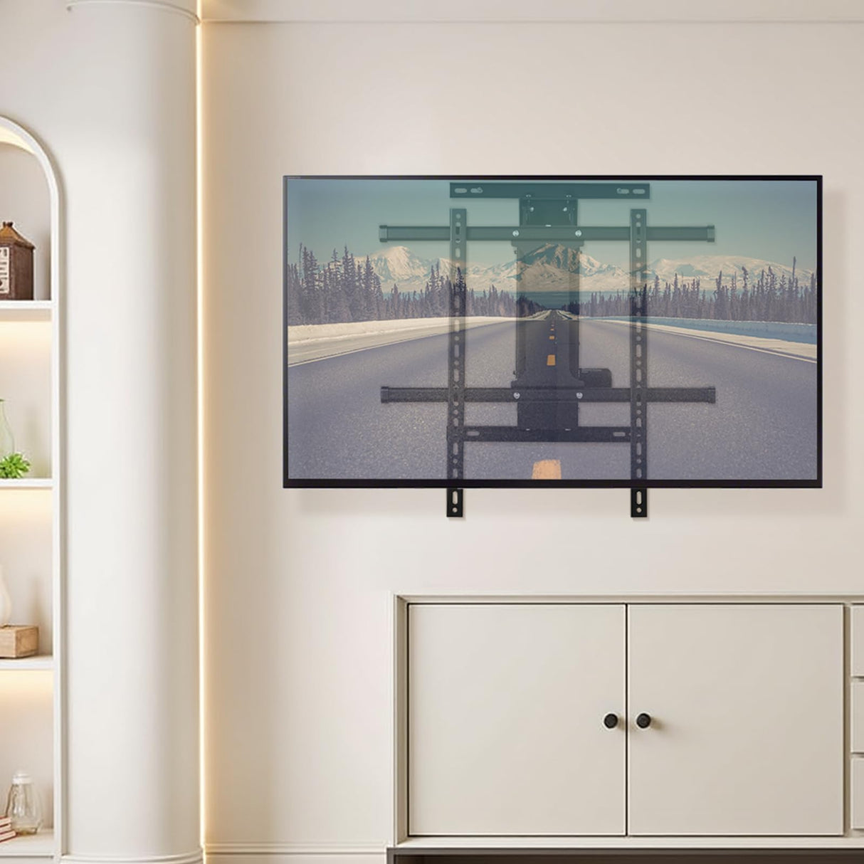VEVOR Soporte para TV de Pared motorizado, Marco Soporte para TV Dimensiones de 813 a 1651 mm, Marco Porta televisión Plegable Ajustable con VESA máx. 60 x 60 cm, Carga máx. 40 kg