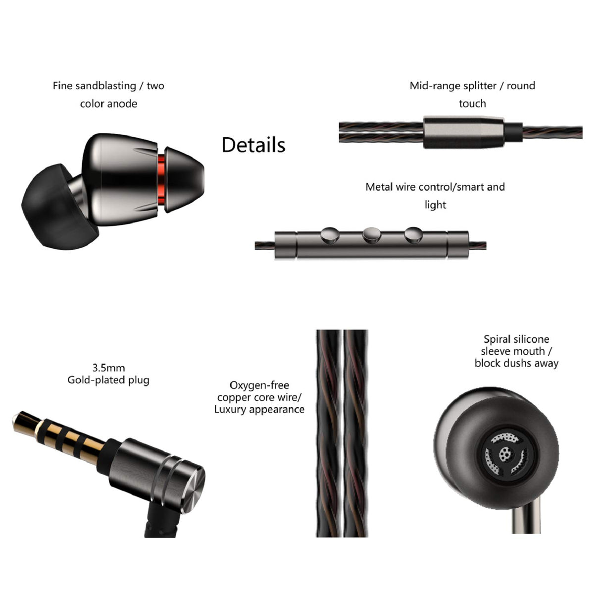 1MORE Auriculares Intrauditivos Quad Driver, Auriculares de Alta Resolución con Graves Cálidos, Mic Incorporado y Control in Línea, Compatibles con Teléfonos/ PC / Tableta, Gris Espacial